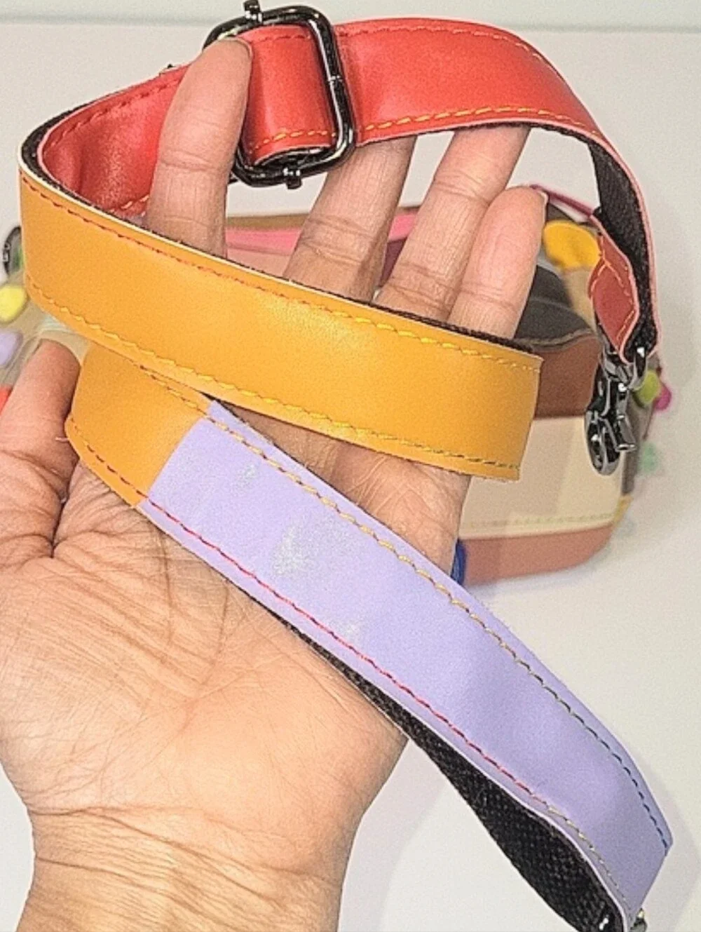 NEW Patchwork Recycled Leather Crossbody Bag Festival Kidcore Street Travel